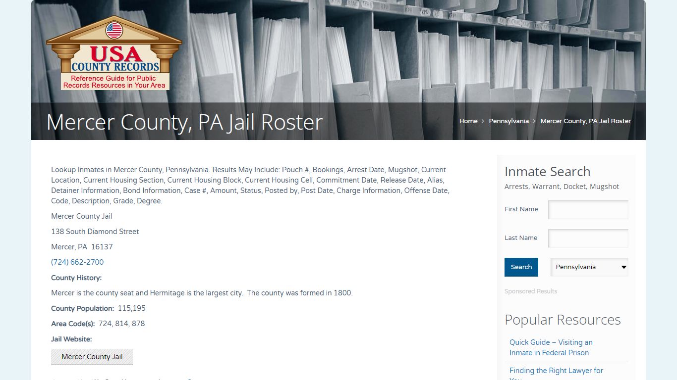 Mercer County, PA Jail Roster | Name Search