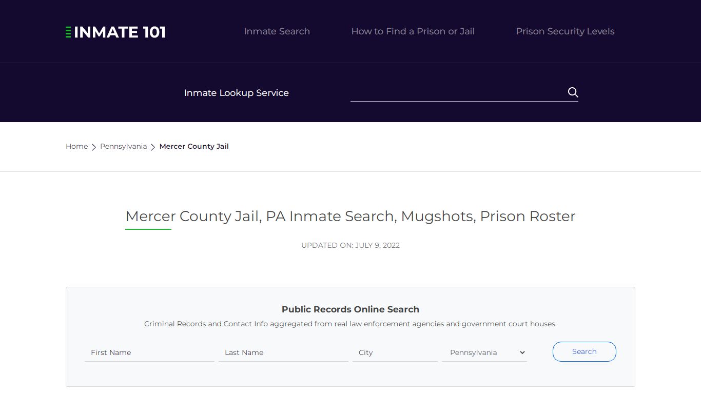 Mercer County Jail, PA Inmate Search, Mugshots, Prison Roster